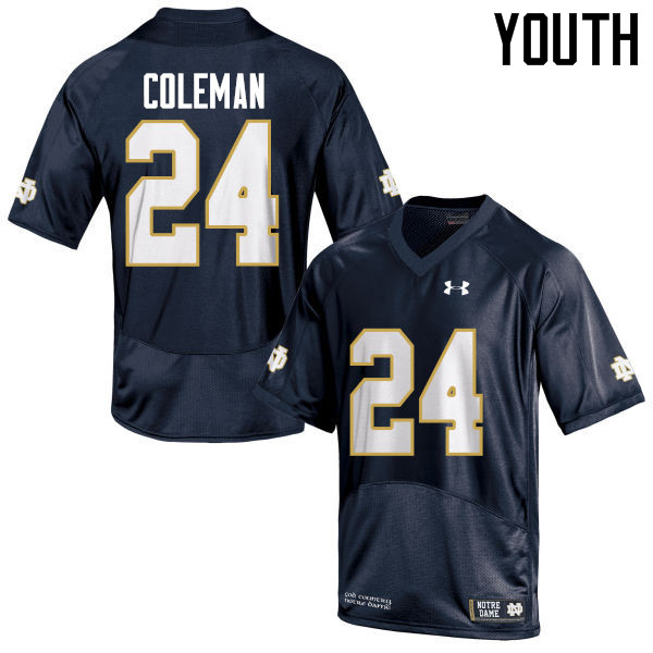 Youth #24 Nick Coleman Notre Dame Fighting Irish College Football Jerseys-Navy Blue
